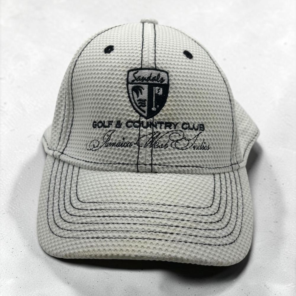 Vintage Hat Ahead White Sandals Golf Jamaica West Indies Cap Resort Dad Waffle